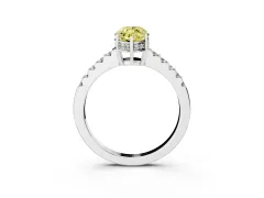 Fancy Yellow Marquise Cut Diamond Solitaire Engagement Ring Set in Silver with Pavé Band and Prong Setting
