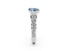 Fancy Blue Pear Cut Diamond Pavé Engagement Ring Set in Platinum with Prong Setting