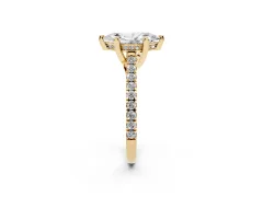 Marquise Cut Diamond Solitaire Ring Set in Yellow gold with Brilliant Pavé Band and Prong Setting