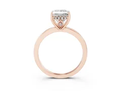 Princess Cut Diamond Solitaire Ring Set in Rose gold with Plain Band and Prong Setting