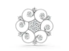 Round Diamond Swirl Pendant Set in White gold with Milgrain Edge