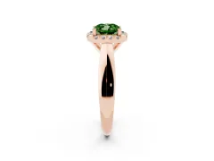 Fancy Green Cushion Cut Diamond Halo Solitaire Engagement Ring Set in Rose gold with Square Band and Prong Setting