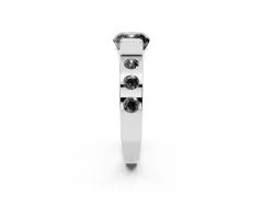 Fancy Black Cushion Cut Diamond Channel-Set Band Ring Set in White gold with Bezel Prong Setting