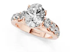 Oval Cut Diamond Pavé Engagement Ring Set in Rose gold with Prong Setting