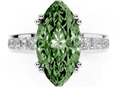 Fancy Green Marquise Cut Diamond Channel Set Solitaire Engagement Ring Set in White gold with Prong Setting