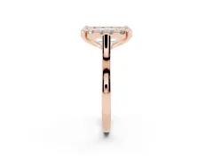 Emerald Cut Diamond Cluster Halo Solitaire Ring Set in Rose gold with Prong Setting