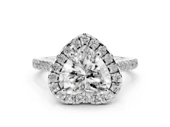 Heart Cut Diamond Cushion Halo Ring Set in Platinum with Pavé Band