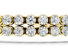 Round Diamond Double Row Tennis Bracelet Set in Yellow gold with Prong Setting