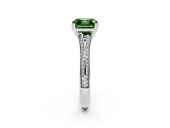 Fancy Green Asscher Cut Diamond Split Shank Pavé Engagement Ring Set in Platinum with Prong-Set Center Stone
