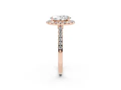 Oval Cut Diamond Halo Pavé Engagement Ring Set in Rose gold with Prong Setting