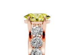 Fancy Yellow Oval Cut Diamond Pavé Engagement Ring Set in Rose gold with Prong Setting