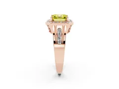 Fancy Yellow Asscher Cut Diamond Halo Ring Set in Rose gold with Pavé and Bezel Accent Split Shank