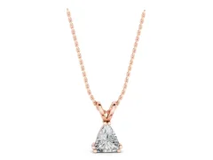 Trillion Cut Diamond Solitaire Pendant Set in Rose gold with Double Prong Setting