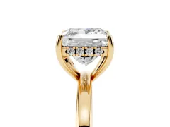 Princess Cut Diamond Solitaire Ring Set in Yellow gold with Plain Band and Prong Setting