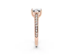 Princess Cut Diamond Prong Set Solitaire Engagement Ring Set in Rose gold with Pavé Band
