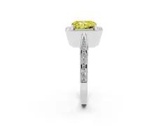 Fancy Yellow Radiant Cut Diamond Halo Engagement Ring Set in Silver with Accent Split Shank Band