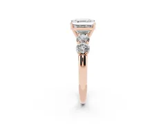 Asscher Cut Diamond Five-Stone Prong Set Ring Set in Rose gold with Classic Band