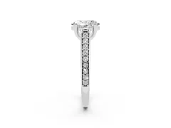 Oval Cut Diamond Prong Set Solitaire Engagement Ring Set in White gold with Pavé Band