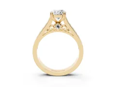 Oval Cut Diamond Channel Set Solitaire Engagement Ring Set in Yellow gold with Prong Setting