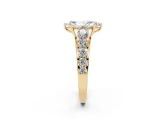 Marquise Cut Diamond Solitaire Ring Set in Yellow gold with Pavé-Set Band and Prong Setting