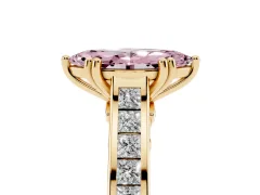 Fancy Pink Marquise Cut Diamond Channel Set Solitaire Engagement Ring Set in Yellow gold with Prong Setting