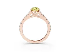 Fancy Yellow Marquise Cut Diamond Split Shank Pavé Engagement Ring Set in Rose gold with Prong-Held Center Stone