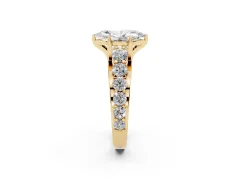Marquise Cut Diamond Pavé Engagement Ring Set in Yellow gold with Prong Setting