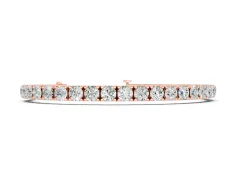 Round Cut Diamond Flexible Tennis Bracelet Set in Rose gold with Four-Prong Setting and Box Clasp