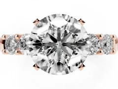 Round Cut Diamond Five-Stone Prong Set Engagement Ring Set in Rose gold with Channel Band