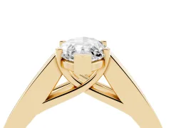 Marquise Cut Diamond Solitaire Ring Set in Yellow gold with Channel-Set Accent Stones and Prong Setting