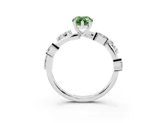 Fancy Green Pear Cut Diamond Solitaire Ring Set in Silver with Twisted Marquise Accent Band