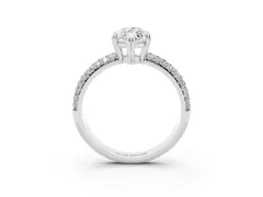 Marquise Cut Diamond Solitaire Ring Set in Silver with Multi-Row Round Pavé Band and Prong Setting