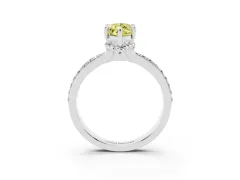 Fancy Yellow Marquise Cut Diamond Solitaire Ring Set in White gold with Channel Set Band and Prong Setting