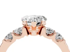 Heart Cut Diamond Five-Stone Prong Set Engagement Ring Set in Rose gold with Channel Band