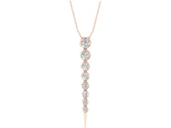 Round Diamond Graduated Drop Necklace Set in Rose gold with Bezel Setting
