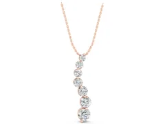 Graduated Round Diamond Pendant Set in Rose gold with Curved Prong-Set Row