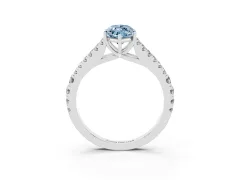 Fancy Blue Marquise Cut Diamond Split Shank Pavé Engagement Ring Set in Platinum with Prong-Held Center Stone