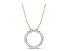 Round Diamond Circle Pendant Set in Rose gold with Individually Prong-Set Stones
