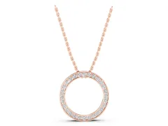 Round Diamond Channel Set Circle Pendant Set in Rose gold with Continuous Stone Ring