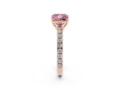 Fancy Pink Princess Cut Diamond Pavé Solitaire Engagement Ring Set in Rose gold with Prong Setting