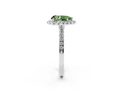 Fancy Green Pear Cut Diamond Halo Pavé Engagement Ring Set in Platinum with Prong Setting