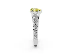 Fancy Yellow Pear Cut Diamond Pavé Engagement Ring Set in White gold with Prong Setting
