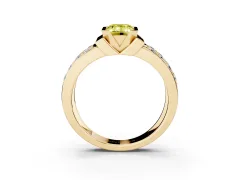 Fancy Yellow Emerald Cut Diamond Wide Channel Set Band Ring Set in Yellow gold with Bezel Setting