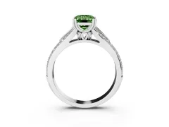 Fancy Green Emerald Cut Diamond Split Shank Pavé Engagement Ring Set in Platinum with Prong-Set Center Stone
