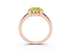Fancy Yellow Heart Cut Diamond Round Cluster Halo Ring Set in Rose gold with Solitaire Band and Prong Setting