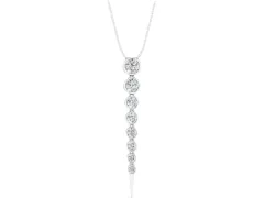 Round Diamond Graduated Drop Necklace Set in Silver with Bezel Setting