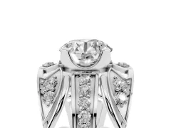 Round Cut Diamond Art Deco Ring Set in Silver with Pavé Split Shank