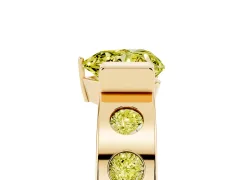 Fancy Yellow Heart Cut Diamond Channel-Set Band Ring Set in Yellow gold with Bezel Prong Setting