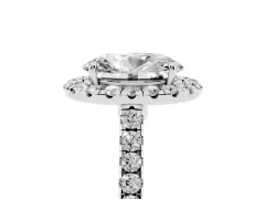 Oval Cut Diamond Halo Pavé Engagement Ring Set in White gold with Prong Setting