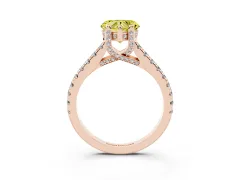 Fancy Yellow Heart Cut Diamond Solitaire Ring Set in Rose gold with Brilliant Pavé Band and Prong Setting